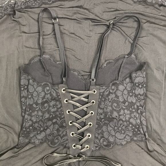 FREE PEOPLE x HAH Reversible Dress XS LaceUp Cottage Regencycore Witchy Goth NWT - Picture 8 of 12